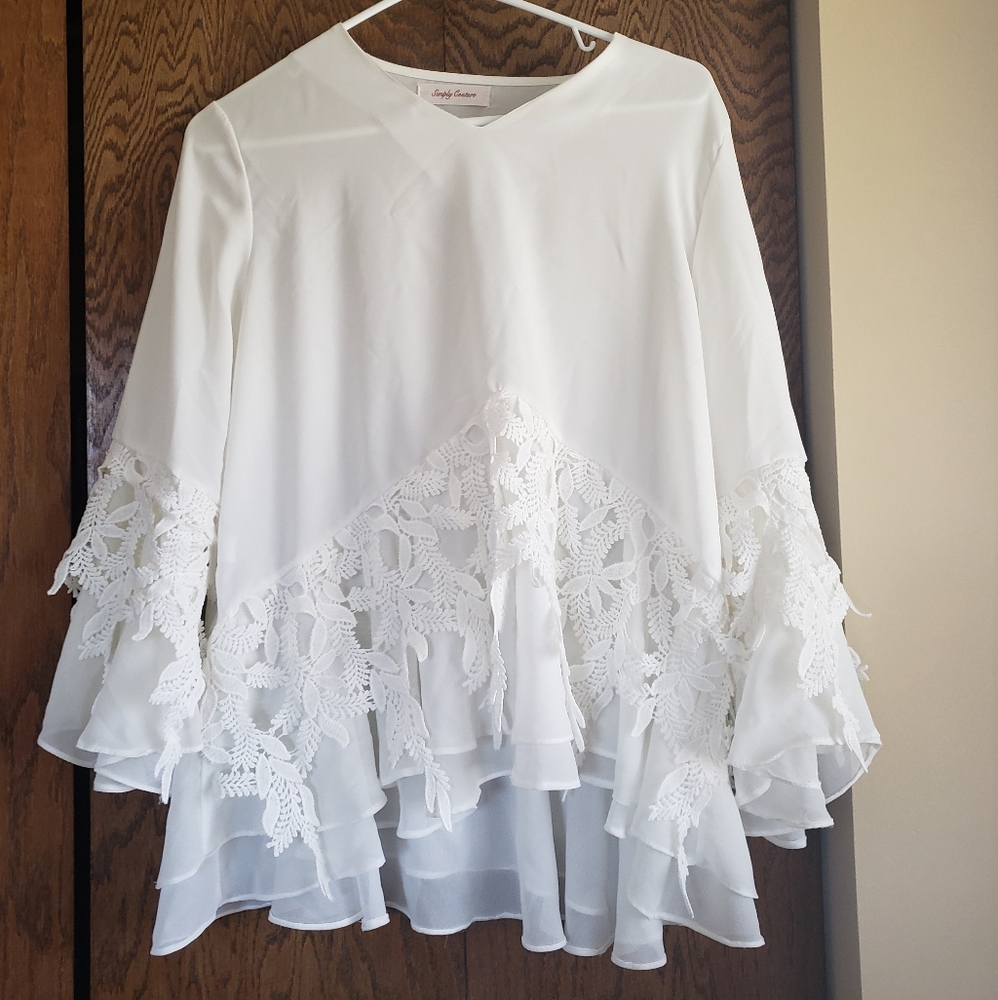 Layered Lace White Blouse